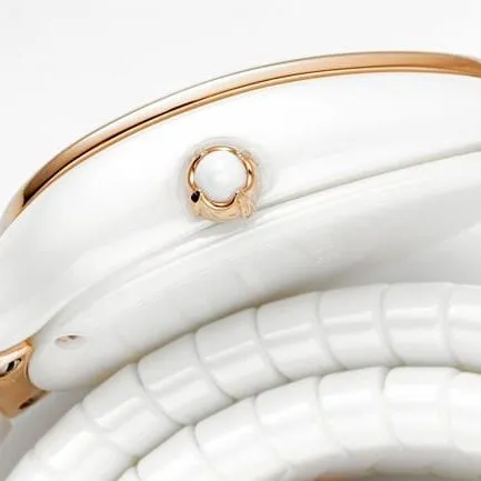 BV factory top-tier watch Bvlgariquartz women's white dialceramicbracelet watch side view