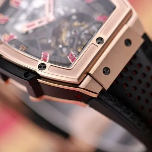 Hublot (Hublot) watches men's black disk black belt mechanical MASTERPIECE series manual winding tourbillon watch front view