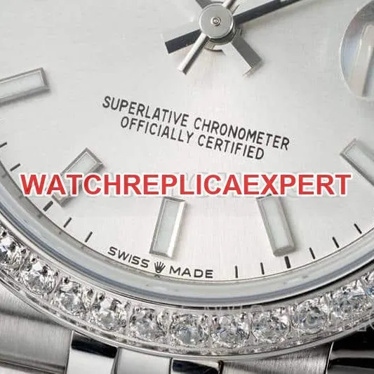 ARF FactoryRolex log top-tier 1:1super clonesilver dial stick hour markersdiamond bezel31mm five grid link278289front live photo
