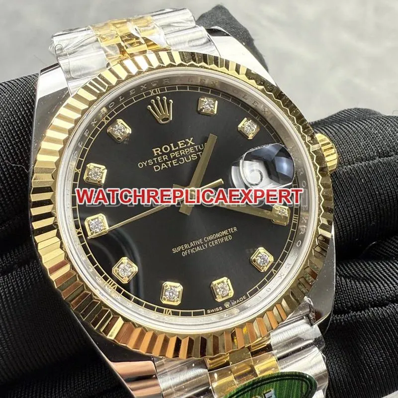Rolex watch ARF Factory log 41mmblack dial3235 gold steel bracelet front live photo