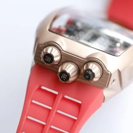 top-tier Bugatti Veyron watch men's white dialrubber strap mechanical watch front view