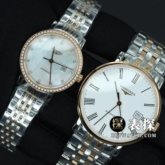 Longines Boya watch couple white dial black needle steel bracelet picture and price caseback live photo
