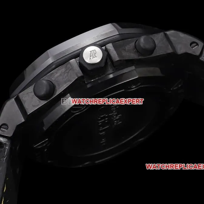 TW factory Audemars PiguetRoyal Oak offshore top-tier 1:1super cloneblack dial yellow inner bezel26176side live photo