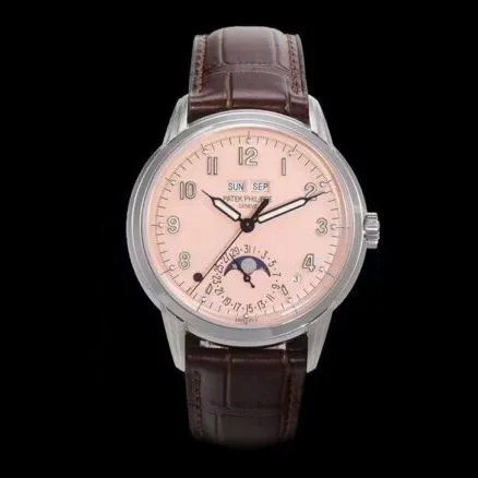 High-quality replicaGR, a major manufacturer, spends a lot of money to create a classic timepiece—Patek Philippe pink 5320G-001 super complex timepiece with a diameter of 40 mm, front view