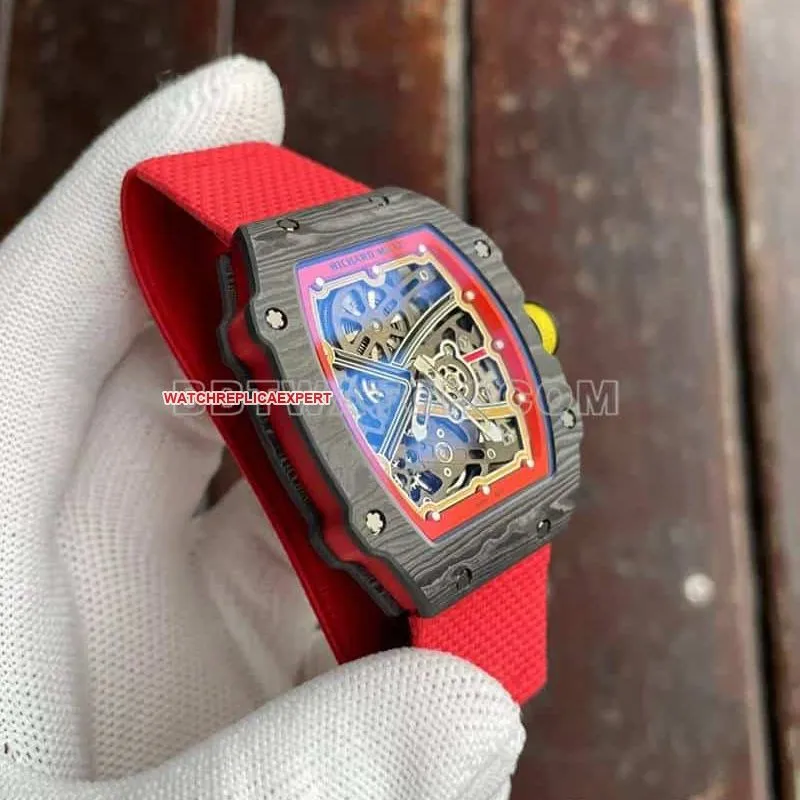 Richard Mille men's 1:1top-tier hollow plate red RM67-02front live photo