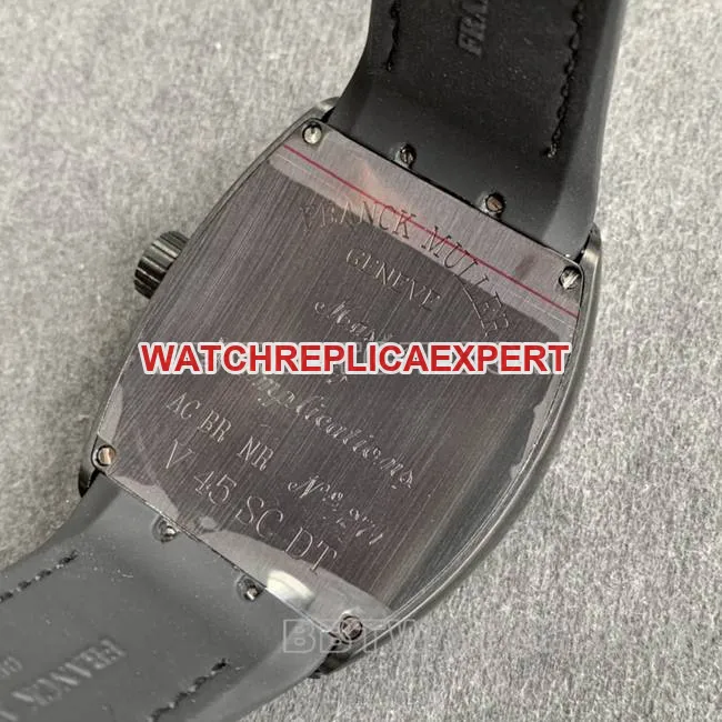 Frank Muller ABF factory collectible watch V45black dial black shell leather braceletcaseback live photo