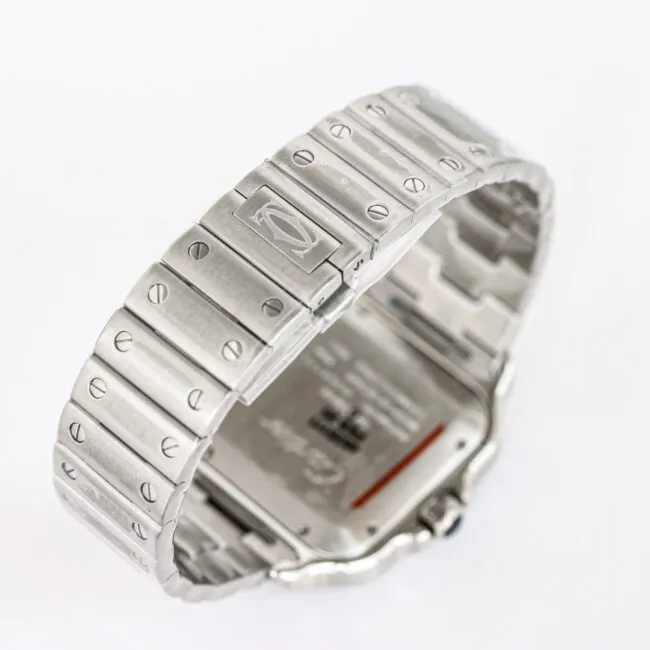 Cartier's new GF Santos white steel rubber strap men's watch front view