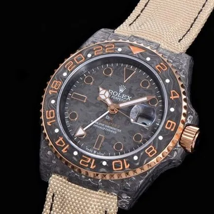 Rolextop-tier watch fully automatic movement gray plate nylon strap men's front view