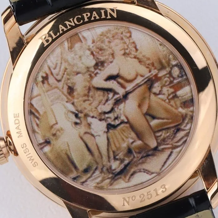 Top-tier watch Blancpain men's black dial Art Master series leather strap watch front view