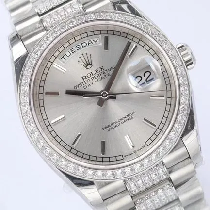 EW Factorytop-tier replicaRolexsuper watch men's gray plate steel braceletDatejust series automatic movement watch front view