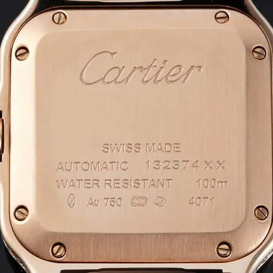 Cartiertop-tier watch Santos series ladies steel braceletdiamondwhite dialrose gold watch side view