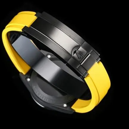 TW factory top-tier replicaRolexDaytona men's black dial yellow rubber strap full automatic movement watch front view