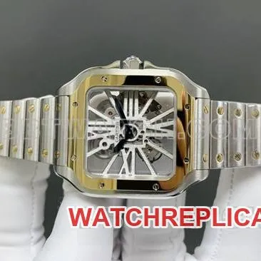 collectible watch CartierMLF factory Santos yellow hollow disc mechanical front live photo