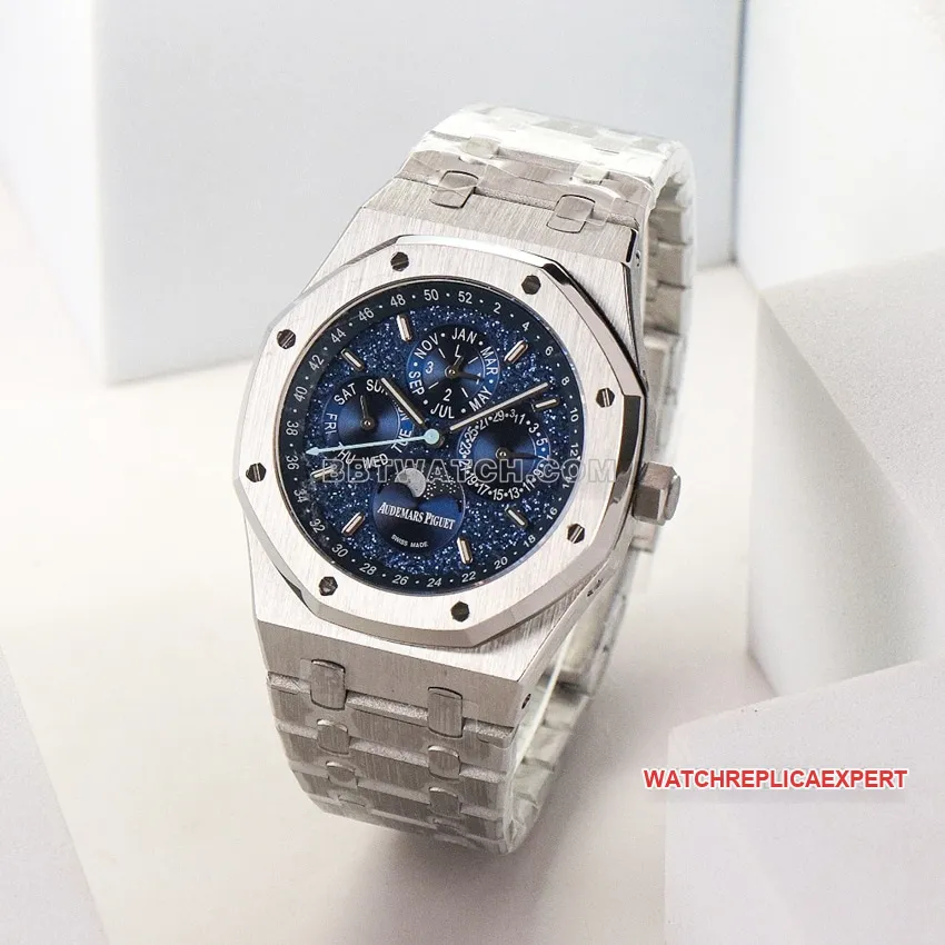 Audemars PiguetRoyal Oak1:1super cloneblue dial perpetual calendar 26574STfront live photo