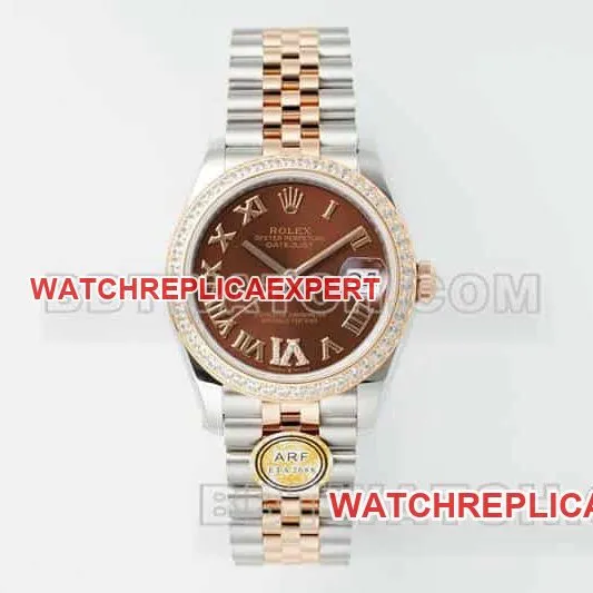 ARF FactoryRolex log top-tier brown disk diamond bezel31mm intergold five-lattice chain link 278381front live photo