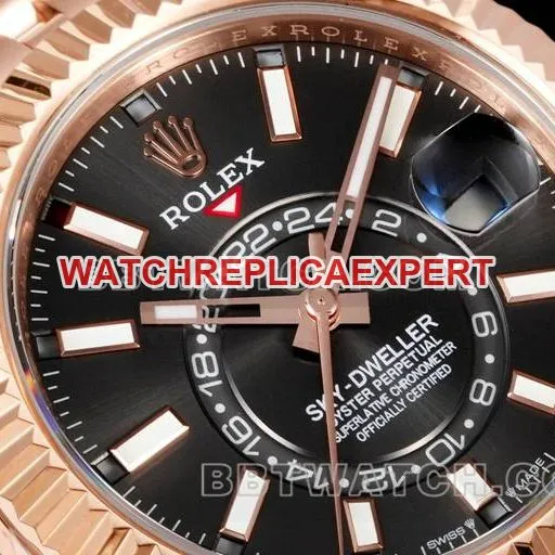 top-tier watch AR+ factory Rolex Navigator black dial mechanical rose gold steel braceletfront live photo