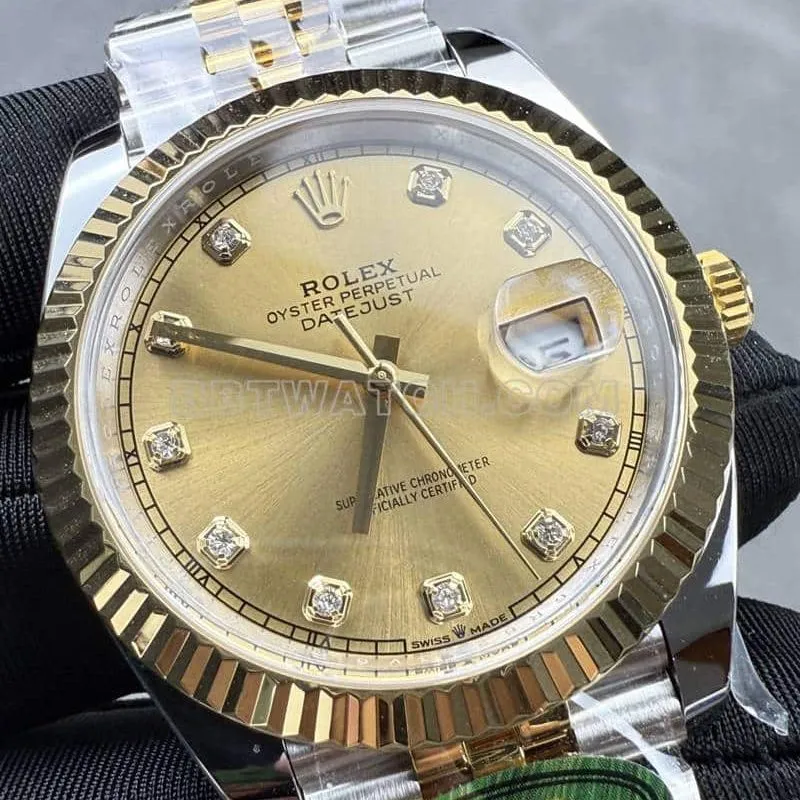 ARF FactoryRolex log top-tier 1:1super gold plate 41mm gold five-row chain link 126333front live photo