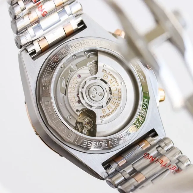 top-tier replicaBreitlingsuper bullet chain 42mm black dialAsia-7750mechanical movementsteel bracelet inter rose golddetail shots