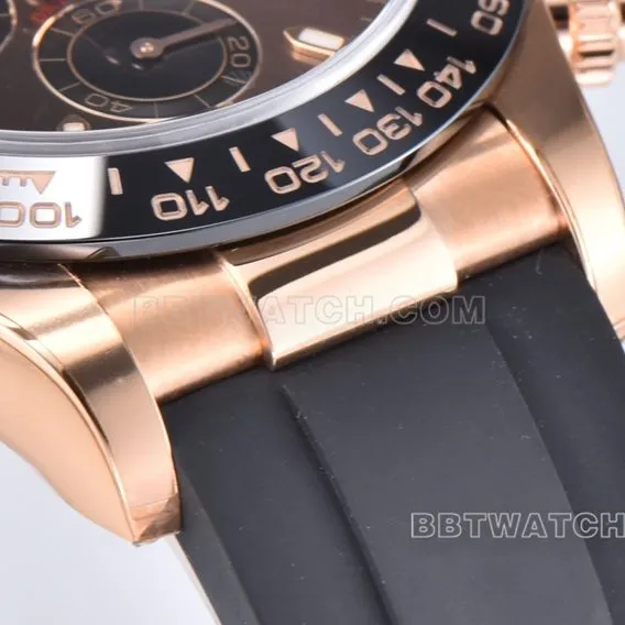 Factory C Rolex Daytona1:1super brown plate rose rubber model M116515LN-0041front live photo