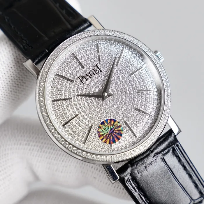 top-tier watch Piaget men's gray plate Altiplano series automatic movementleather strap watch front view