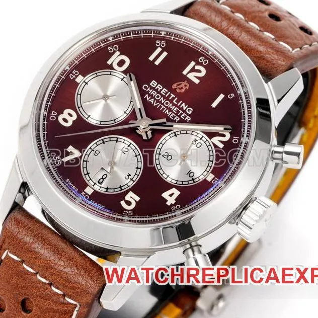 Breitling's collectible watch BLS factory Yueyang red brown plate 41mmchronograph7750movementleather strap model front live photo