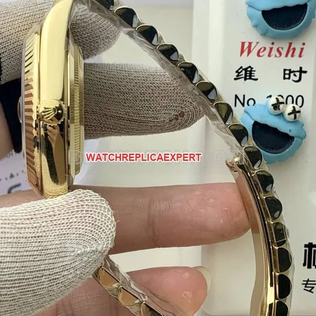 1:1replica watch PPM factory gradient green dial Roman numerals RolexDay-Dateyellow gold mechanical braceletlive photos