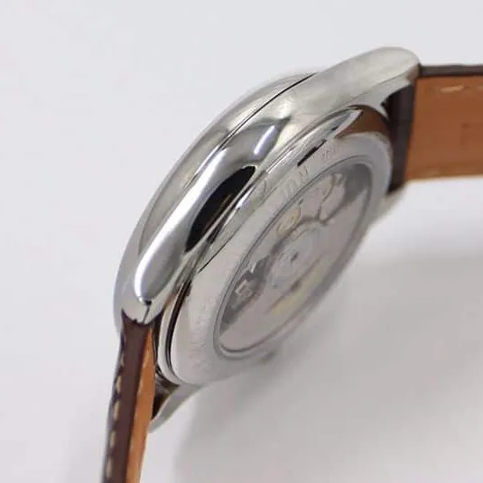 GS factory Longines famous craftsman series moon phase watch watch white dial brown braceletdetail shots