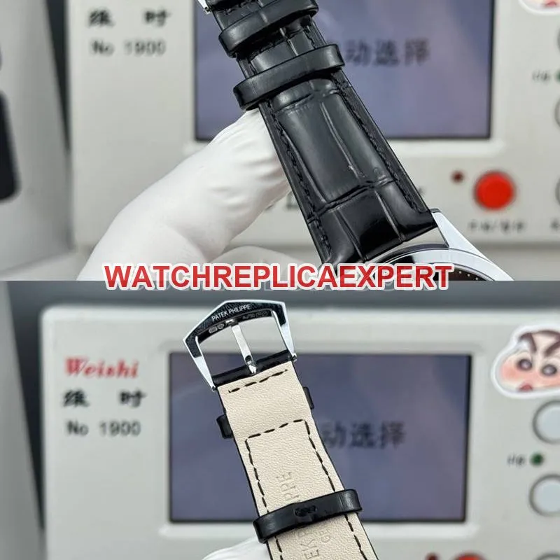 Patek Philippe collectible watch SDF factory classic black dial 39mmleather strap model front live photo