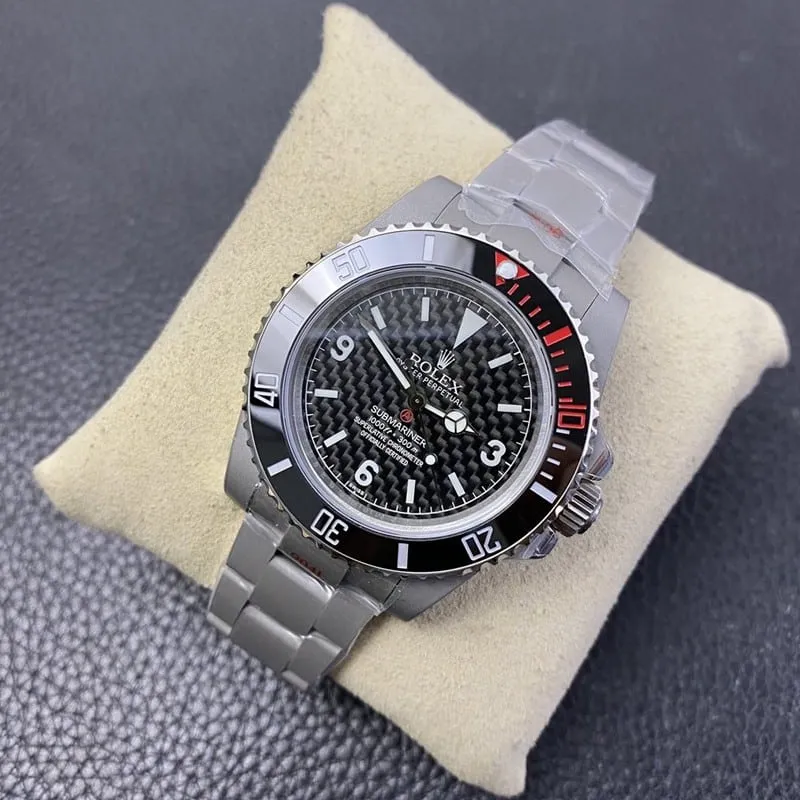super cloneRolex modified watch sandblasted shell carbon disk front view