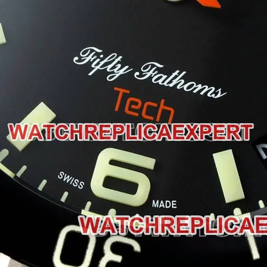 Blancpain1:1replica watch fifty fathoms black dial titanium mechanical black rubber model front live photo