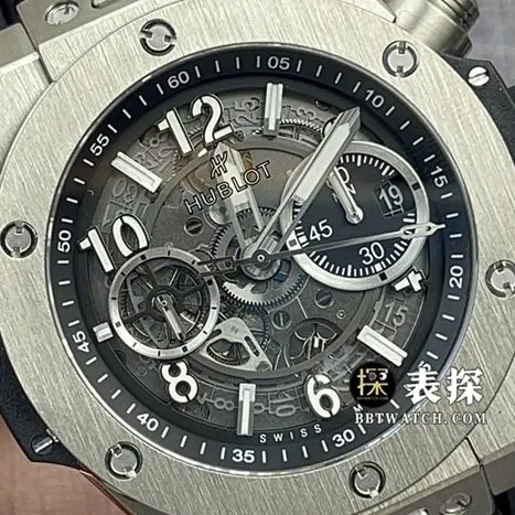 ZF FactoryHublot watch men's watch matte black hollow plate rubber model picture and price caseback live photo