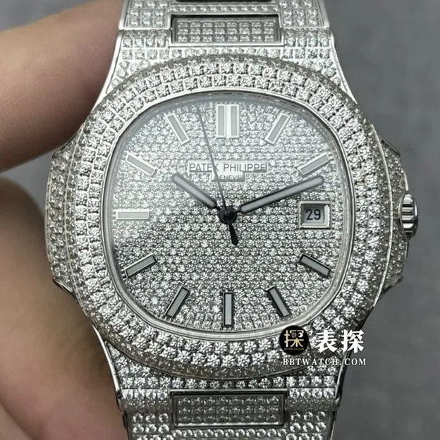 Patek Philippe watch men's Nautilus full diamond steel bracelet model pictures and prices front live photo