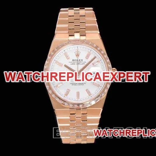 ES factory Rolex land type 1:1top-tier replicarose goldwhite dialdiamond bezel127285front live photo
