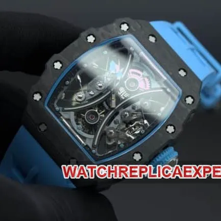 JB factory Richard Milletop-tier watch men's black dial blue rubber strapautomatic movement front view