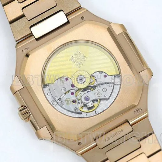 Patek Philippetop-tier watch PPF Factory45MM brown plate mechanical rose goldsteel bracelet model 5821front live photo