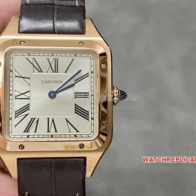 F1 factory Cartier Santos top-tier 1:1high-quality replicasilver dialrose gold medium size WGSA0021front live photo