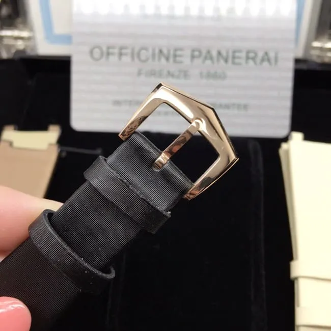 AW factory real diamond replicaPatek Philippewhite dial black belt ladies' watch side view