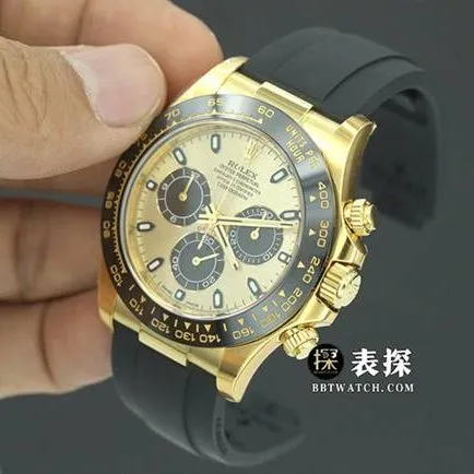 Factory C Rolex men's Cosmograph Daytona1:1super watch champagne panda dial rubber model M116518ln-0048 overall live photos