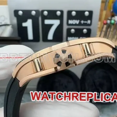 Richard Mille collectible watch rose gold hollow disc mechanical rubber model RM 67-01front live photo