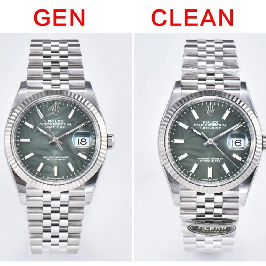 C factory log green palm leaf pattern genuine and fake comparison evaluation Rolextop-tier watch appearance comparison chart