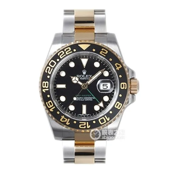 C factory RolexGMT-Master type 1:1super cloneblack dial gold steel bracelet model 116713-LN-78203front live photo