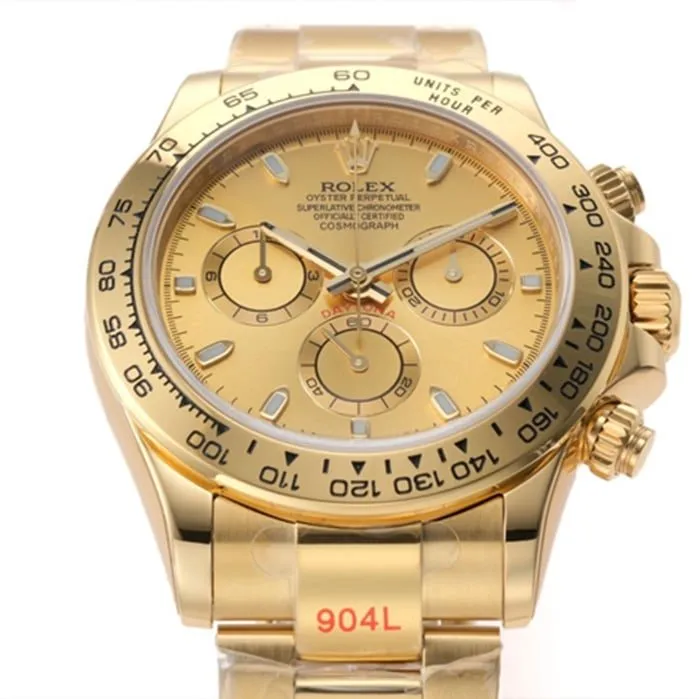 Top-tier watch Rolex men's gold plate Cosmograph Daytonasteel bracelet watch front view