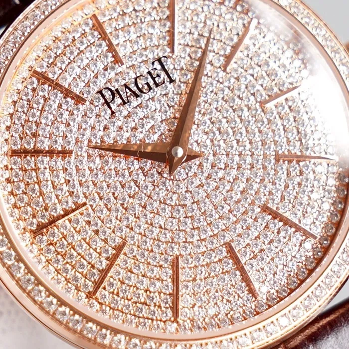 Top-tier watch Piaget men's gold plate Altiplano series automatic movementleather strap watch front view