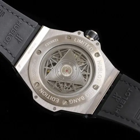 top-tier watch Hublot series tattoo OEM1:1 open mold white steel black dial ring diamond men's mechanical watch detail shots