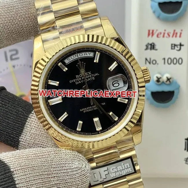 collectible watch QF factory Rolex Day-Date ice blue dial Middle East time scale 40mm weight live photos