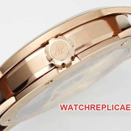 APSAudemars PiguetCODE1:1super clonewhite dialrose gold shell leather strap model 15210front live photo