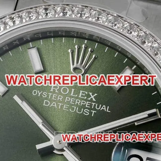 ARF FactoryRolex log 1:1super clonegreen dialdiamond bezel stick hour markers 31mm three grid link 278384front live photo