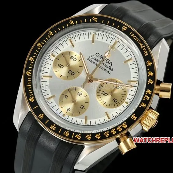 Omega Speedmaster top-tier 1:1super clonesilver dial rubber model 310.20.42.50.02.001front live photo