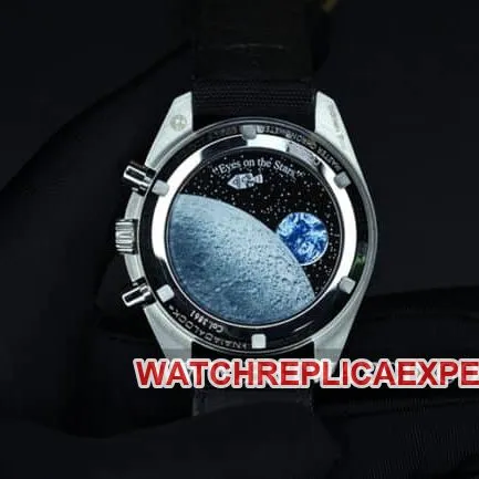 OM FactoryOmegatop-tier watch men's white dial nylon strap manual winding Speedmaster series watch front view
