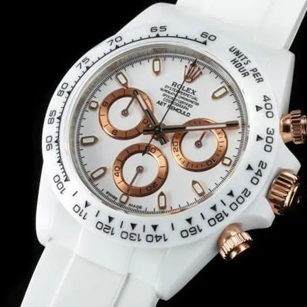 TW Factory Rolex Top Fully Automatic Mechanical Watch with White Dial and Rubber Strap for Men - Front View